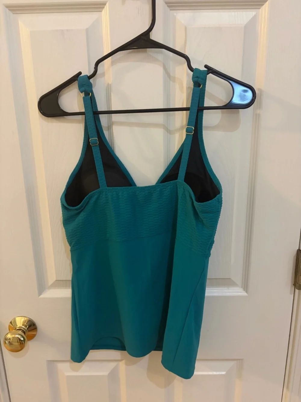 Christina Swim Deep Sea Teal Textured V-Neck Tankini Top - 10D